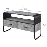 ZUN Concrete Grey and Black 2-drawer TV Stand B062P186514