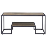 Rustic Oak and Black Coffee Table with Shelf B062P181419