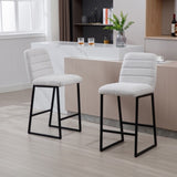 ZUN Low Bar Stools Set of 2 Bar Chairs for Living Room Party Room,Upholstered Linen Fabric W1439125958