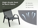 Gray 2 Pack Stackable Patio Dining Chairs, Ergonomic Steel Frame Breathable Fabric Outdoor Chairs 84632774