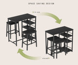 Dining Table Set for 2 with 3 Large Storage Shelves, Kitchen Stools Upholstered PU Leather, 3 Piece W2129P297195