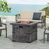 ZUN Outdoor Patio 24.5" H x 30" W Square Gas Burning Concrete Fire Pit - 40, 000 BTU, Fire Pit Table 69895128