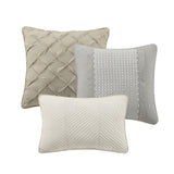 7 Piece Textured Cotton Blend Comforter Set Gray Cal King B035128835