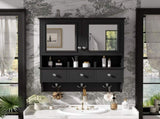 4-in-1 Bathroom Mirror Cabinet, 24-inch Wall Mounted Medicine Cabinet with Drawers & Organizer N710P405416B