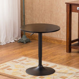 ZUN Belham Black Round Top Adjustable Height with Black Leg And Base Metal Bar Table T2574P165134