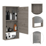 Mariana Medicine Cabinet, One External Shelf, Single Door Mirror Two Internal Shelves -Light Gray B20091946