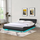Faux Leather Upholstered Platform Bed Frame,LED lighting with remote controller and APP,Curve W1360133271