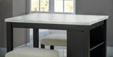 Dining Room Transitional 3pc Dining Set Gloss Table Top w Storage Shelves Side 2x Stools Black Ivory B2741P301902