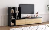 ZUN 74.8''-126'' Extendable TV Stand with 3 Tier Bookshelves for TVs up to 110'', Adjustable 62253479