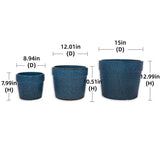 3 Pieces Ceramic Flowerpot, Modern Planter for Patio, Garden or Windowsills - Antique Blue W3273P321470