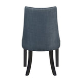 ZUN Blue Textured Fabric Upholstered Side Chairs Set of 2, Dark Walnut Finish Wooden Legs Modern Dining B011P257327