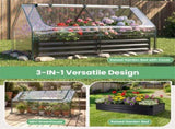 69 Inch 3-in-1 Mini Greenhouse with Raised Garden Bed Galvanized Steel Planter Box with Zippered 01960438