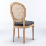 A&A Furniture,French Style Solid Wood Frame Antique Painting Linen Fabric Rattan Back Dining W1143141069