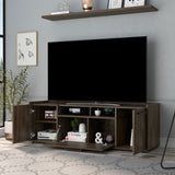 ZUN Lyon Tv Stand for TV´s up 55", One Cabinet, Double Door -Dark Walnut B20091937