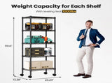 5 Tier Heavy Duty Adjustable Wire Shelving with Wheels, Storage Racks for Garage Kitchen Pantry 19260800
