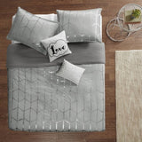 King/Cal King Metallic Printed Duvet Cover Set B03596037