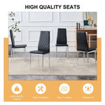 ZUN Grid armless high backrest dining chair, black chair and 6-piece set of electroplated metal legs, W1151107275