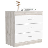 Dresser 29"H, Three Drawers, Metal Hardware, Superior Top, Light Gray / White B097133222