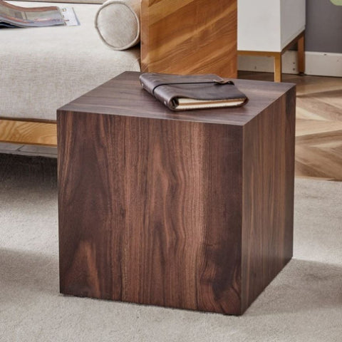 ZUN 16*16*16 Inch Walnut Wood Grain MDF Coffee Table - Luxurious Design, Perfect Living Room Accent.Cube W1151P231617