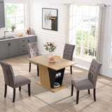 61.81 inch Extendable Dining Table with Built-in Storage, Modern Wooden Table with Sturdy W2317P251946