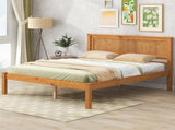 Platform Bed Frame with Headboard, Wood Slat Support, No Box Spring Needed, Full, Oak 00265555