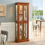 ZUN Curio Cabinet Lighted Curio Diapaly Cabinet with Adjustable Shelves and Mirrored Back Panel, W1693P154578