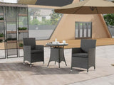 ZUN 3 Piece Outdoor Dining Set All-Weather Wicker Patio Dining Table and Chairs with Cushions, Round 08591555