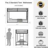 Adam Sturdy Twin over Twin Bunk Bed Metal Black for Kids and Adult, Low Profile Twin over twin bunk B083P152996