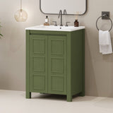24" Vintage Style Small Bathroom Vanity with Ceramic Sink, 2 Soft-close Doors, Adjustable Shelf N729P292015F