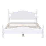 Queen Size Wood Platform Bed Frame,Retro Style Platform Bed with Wooden Slat Support,White WF310132AAK