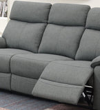 Gray Color Burlap Fabric Recliner Motion Sofa 1pc Couch Manual Motion Sofa Living Room Furniture B011133821