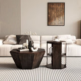 31.5 "Octagonal Black Walnut Rubber wood Set of Two Coffee Table, Coffee Table, Living Room W757P203140