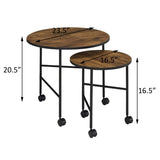 Vintage Oak and Black 2 Pieces Nesting Tables B062P181388