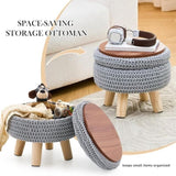 Round Ottoman with Storage Multifunctional Cotton Knitted Shoe Changing Stool Footrest Stool for 52712830