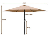 7.5ft Patio Umbrella with Crank Handle, Outdoor Market Umbrella with 6 Sturdy Umbrella Ribs 36712071