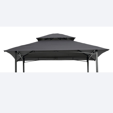 ZUN 8x5Ft Grill Gazebo Replacement Canopy,Double Tiered BBQ Tent Roof Top Cover,Grey [Sale to Temu is 16993600