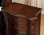 ZUN Formal Traditional 1pc Nightstand Only Brown Cherry Solid wood 3-Drawers Intricate Accents Glides B011139600