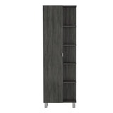Urano Mirror Linen Cabinet, Four Interior Shelves, Five External Shelves -Smokey Oak B07091990