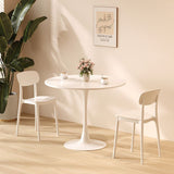 ZUN White Round Table, Modern Dining Table, MDF Top and Steel Base Tulip Round Kitchen Table, Mid W2641P192316