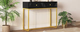 TREXM Modern Sleek Console Table Two Drawers with Stripe Design for Living Room and Entryway N715P201976B