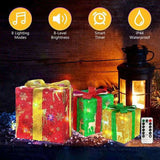 8 Modes Christmas LED Gift Box Lights, 3-Pack IP44 Waterproof with Remote Control & Timer, 44941223