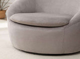 Winnie Modern Teddy Fabric Barrel Chair, 360&deg Swivel, Gray T2574P281444