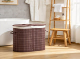 100L Handwoven Laundry Hamper with Lid, Double Laundry Basket with Removable Washable Liner, Brown 33110528