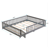 ZUN Queen Size Floor Bed with Door,Solid Wood Platform Bed Frame with Fence,Suitable for children,Pine W495123245