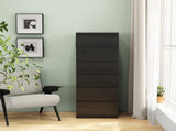 6 Drawer Dresser,Modern Storage Chest of Drawers,18.9In Black Dresser for Closet with Handle-Free W3151P407892
