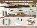 44.48" Large Dog Crate Furniture, Indoor Wooden Dog Kennel End Table with 2 Storage Drawers and 31820868