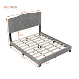 Queen Size Upholstered Bed Frame with Rivet Design, Modern Velvet Platform Bed with Tufted WF316750AAE