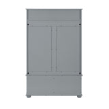 Casual Style Hall Tree Entryway Bench with Rattan Door Shelves and Shoe Cabinets, SOLID WOOD Feet, W1758126925