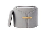 Contemporary Nesting Ottoman Set in Silver Velvet with Gold Metal Accent Pieces B202P223724