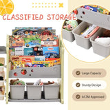 Kids Bookshelf Toy Storage with 17 Bins and 5 Bookshelves, Multi-functional Nursery PP300106AAF